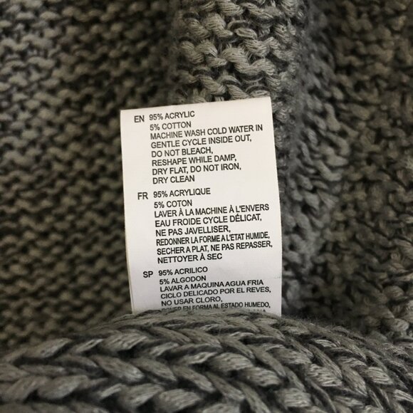 NWOT Grey Knit Drop Tail Hem Sweater With Acid Yellow Elbow Patches - Picture 10 of 16